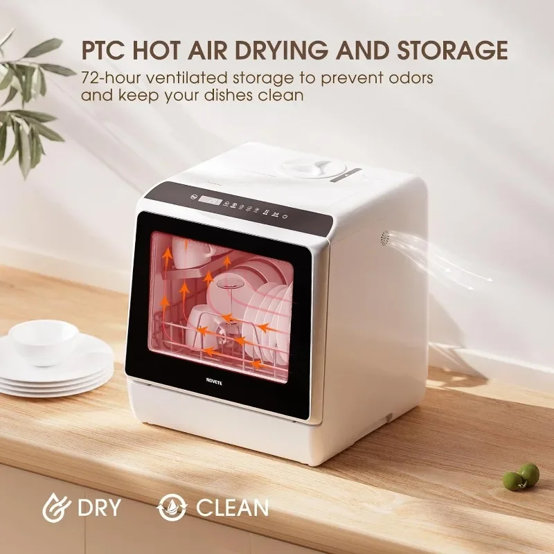 Portable Countertop Dishwashers, Compact Dishwashers with 5 L Built-in Water Tank & Inlet Hose, 5 Washing Programs