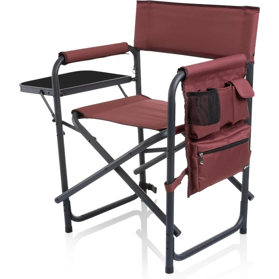 كرسي رياضي مع طاولة جانبية كراسي تخييم مبطنة قابلة للطي للاستخدام الخارجي مع كوب ولوحة ملحقات لرياضات الشاطئ في الحديقة