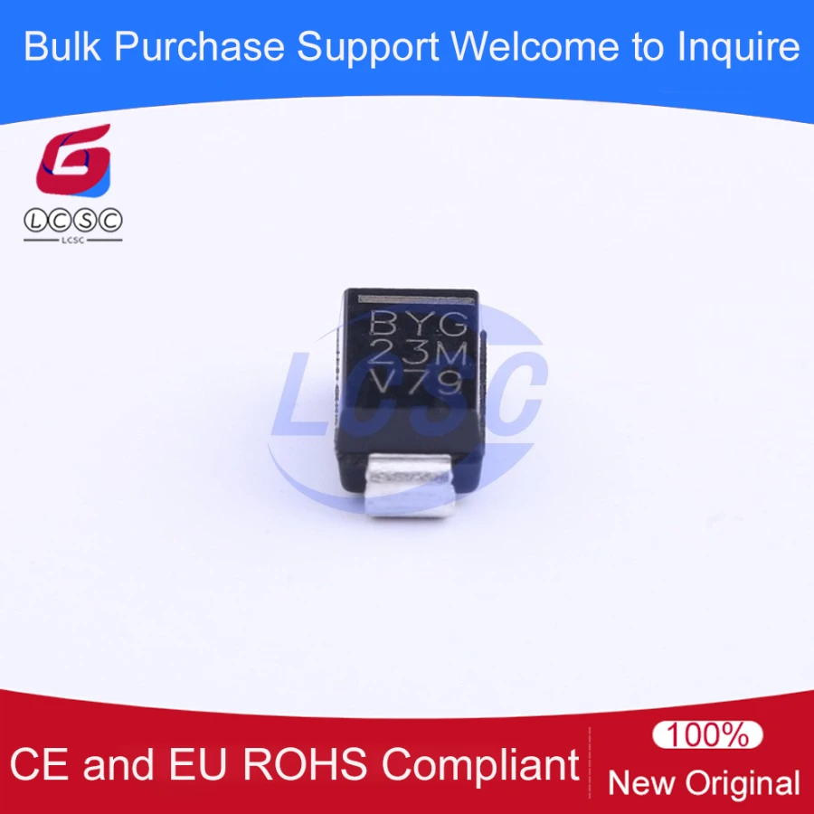 20Pcs/Original BYG23M-E3/TR Ultrafast Avalanche SMD Rectifier 1.7V 1A 1kV 75ns 1.5A SMA DO-214AC Marking Code BYG23M