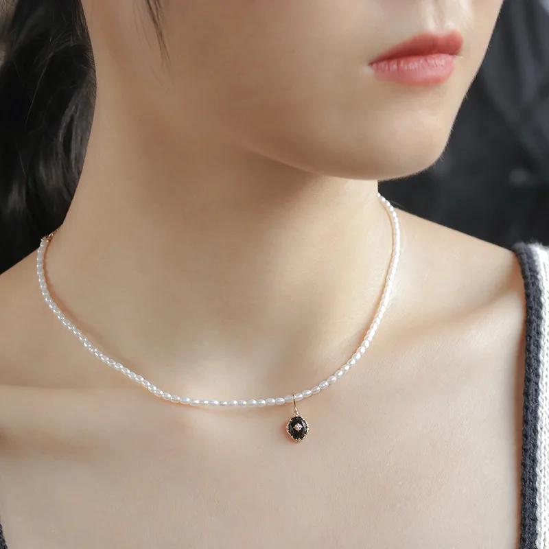 LAMOON Vintage Natural Agate Necklace For Women Gemstone Pendant 925 Sterling Silver Gold Plated Fine Jewelry Elegant Bijou