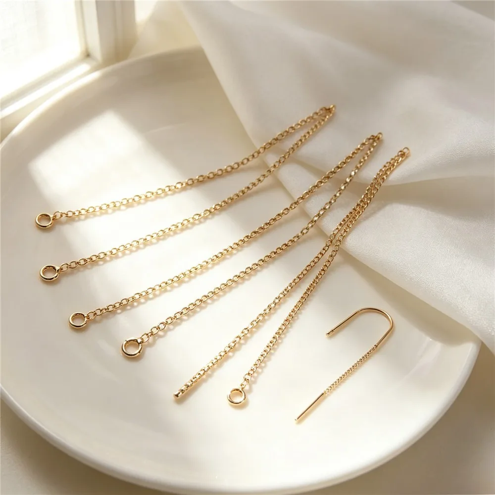 Brass 14K Gold Plated Floral Embossed U Shape Ear Wire Extender DIY Earring Jewelry Findings