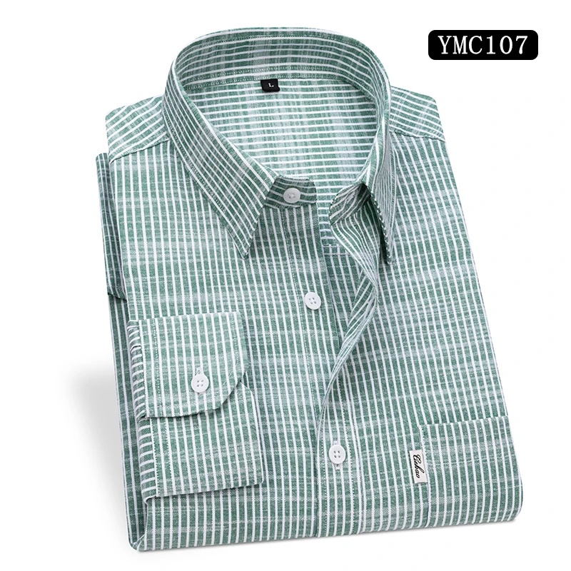 

Повседневная хлопково-льняная рубашка с длинными рукавами, модная полосатая удобная мужская рубашка с воротником, простой универсальный мужской спортивный топ