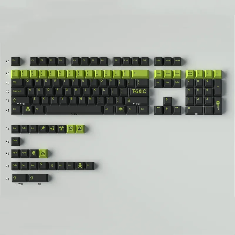 GMK-teclas de perfil de cereza tóxicas, Material PBT, tapa de tecla DYE-SUB para Teclado mecánico de juegos MX Switch, bricolaje personalizado, 129 teclas por juego