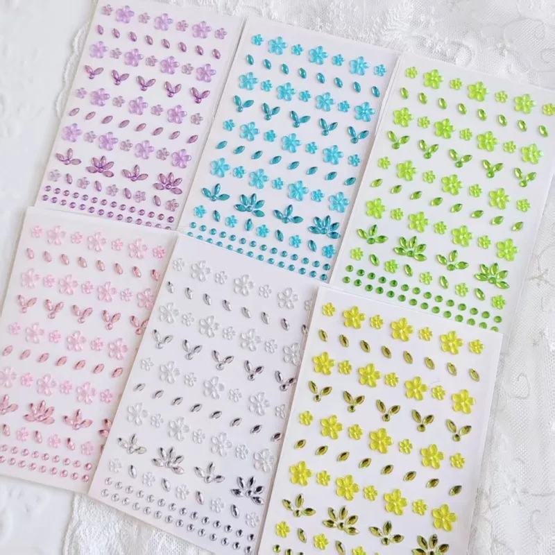 

New Five-Leaf Clover Dopamine Flower Stickers 3D Gold Silver Floral Butterfly Decals Cute Scrapbook Journal Photocard Sticker