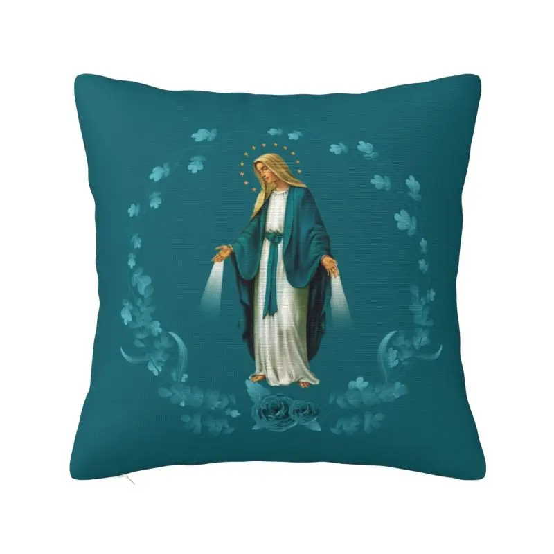 Holy Mary Pillow Case 45x45cm Decor Home Catholic Virgin Mary Nordic Cushion Cover Square Pillowcase