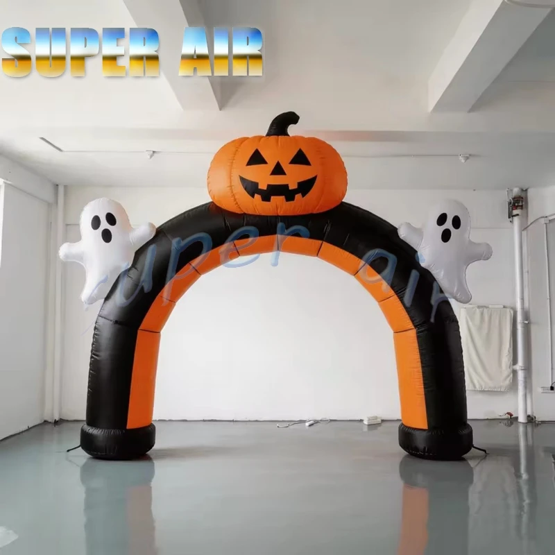 Customizable Halloween Inflatable Pumpkin Ghost Arch for Yard, Lawn, Mall, Haunted House & Theme Park Holiday Party Decor