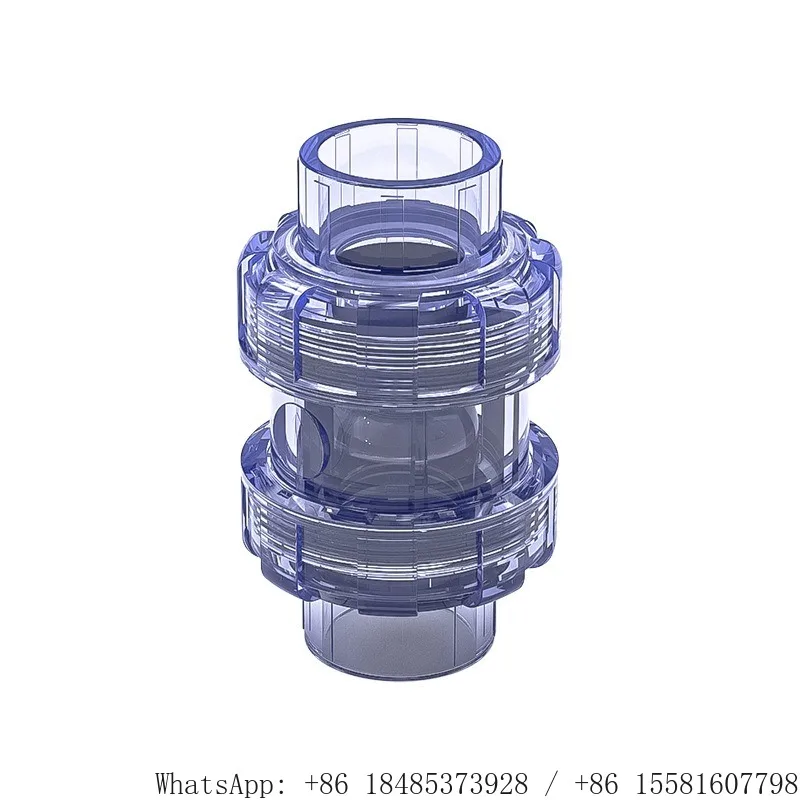 Transparent PVC Double Union Check Valve One Way Water Backflow Prevent Pipe Fitting 20/25/32/40mm