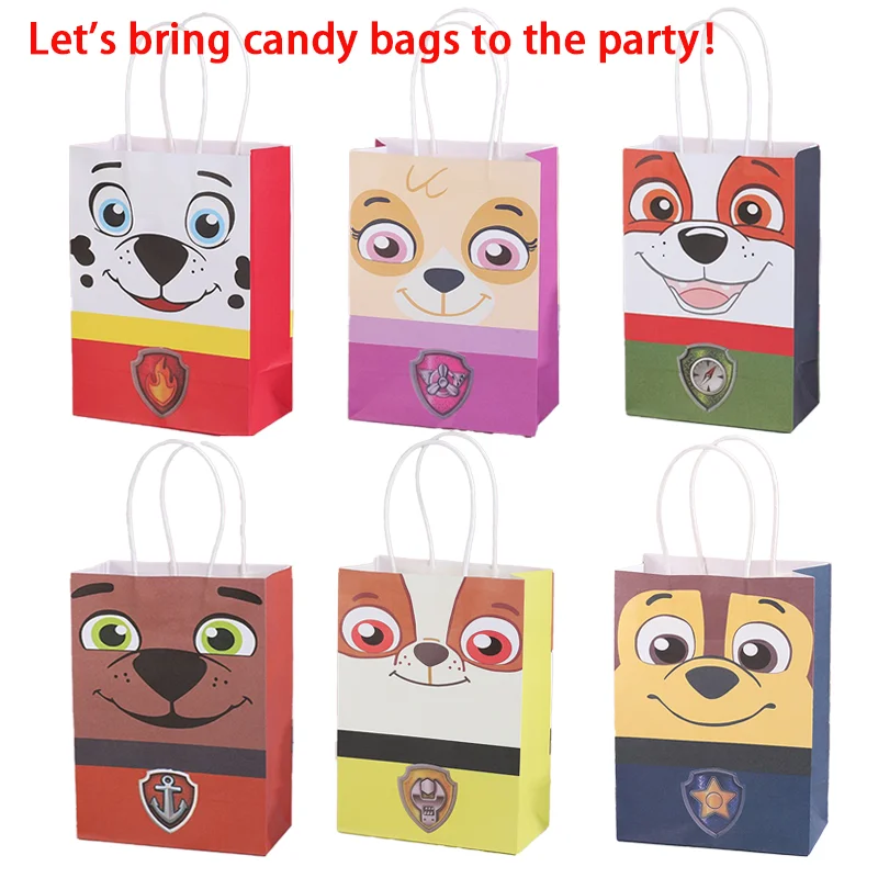 

1/6/12pcs Wholesale Paw Patrol Party Gift Bags With Handles For Christmas/Baby Shower/Birthday Party Favors Gift Packaging Box