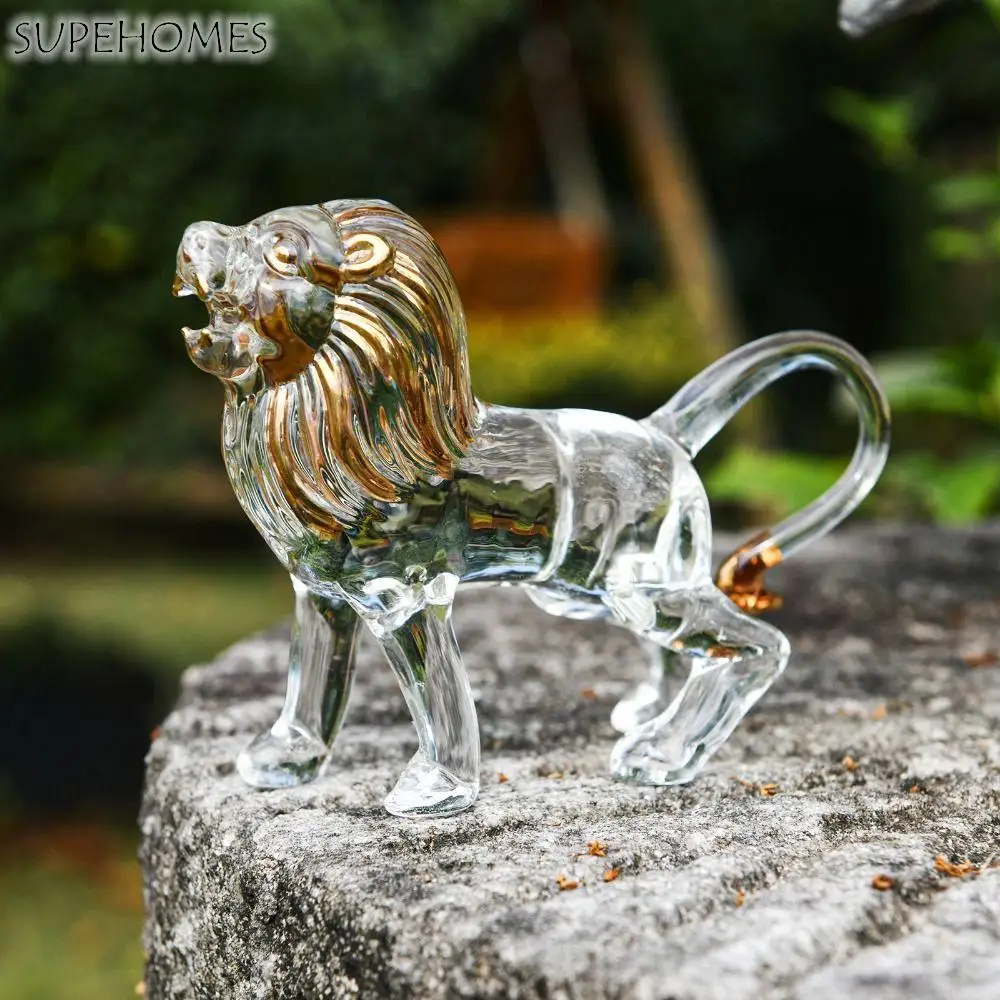 Crystal Lion Crystal Elephant Figurines Rhinoceros Frog Desk Decoration Ornament Gilding Process Animal Sculpture