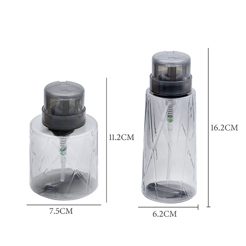 200/60ML Lockable Empty Pump Dispenser Refillable Bottle Nail Polish Makeup Remover Manicure Cleaner Container Press Bottle