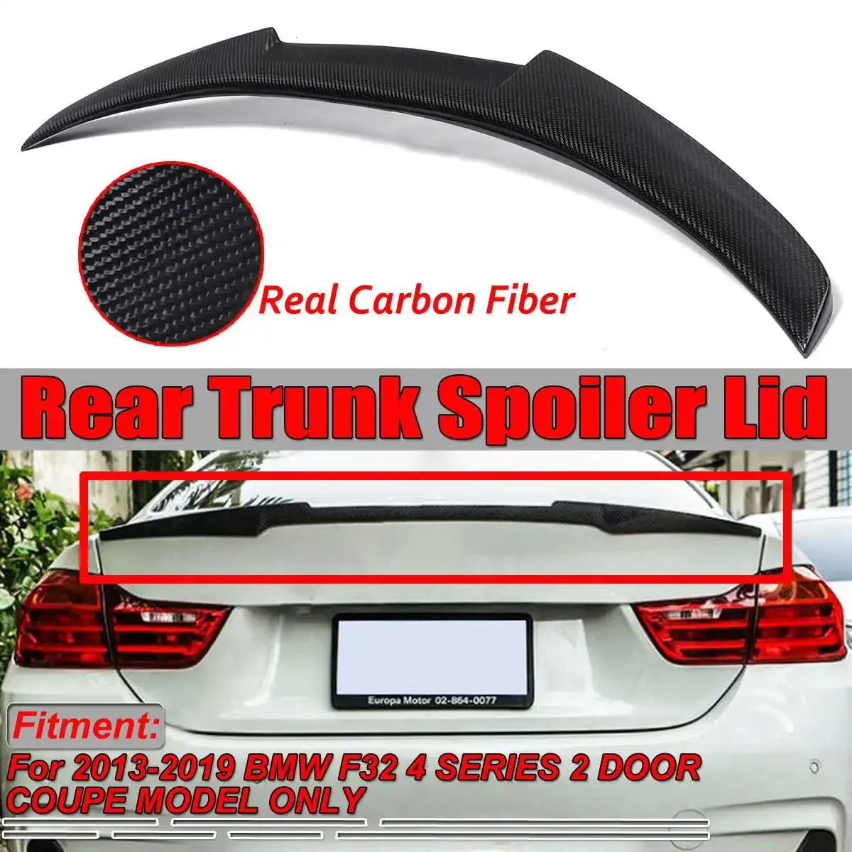 

F32 Spoiler Real Carbon Fiber M4 Style Car Trunk Boot Lip Spoiler Big For BMW F32 4 SERIES 428i 435i 440i 2DR 2014-2020 Body Kit