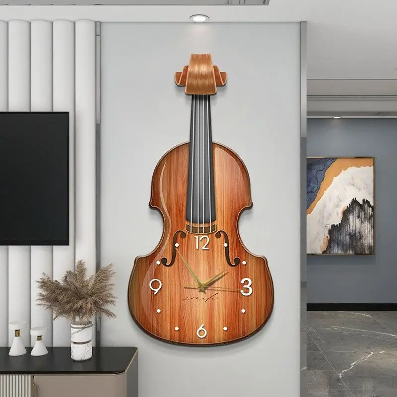 

Creative Wall Clock Modern Art Violin Guitar Wall Clocks Elegant Aesthetic Watch Home Living Room Decor Musical Instrument Clock