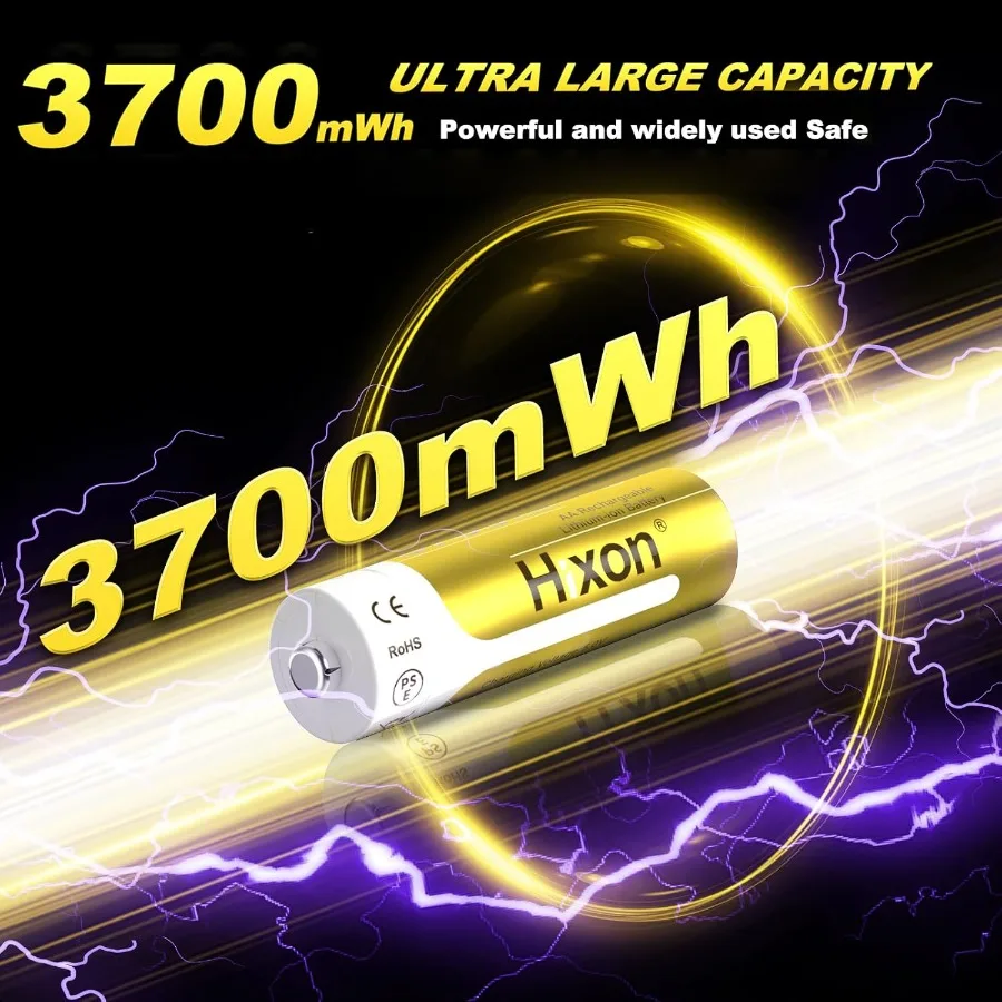 Pilas de litio recargables AA, paquete de 8, con caja de almacenamiento de carga, 1,5 V, doble A, 3700mWh, doble duración, AA Liion