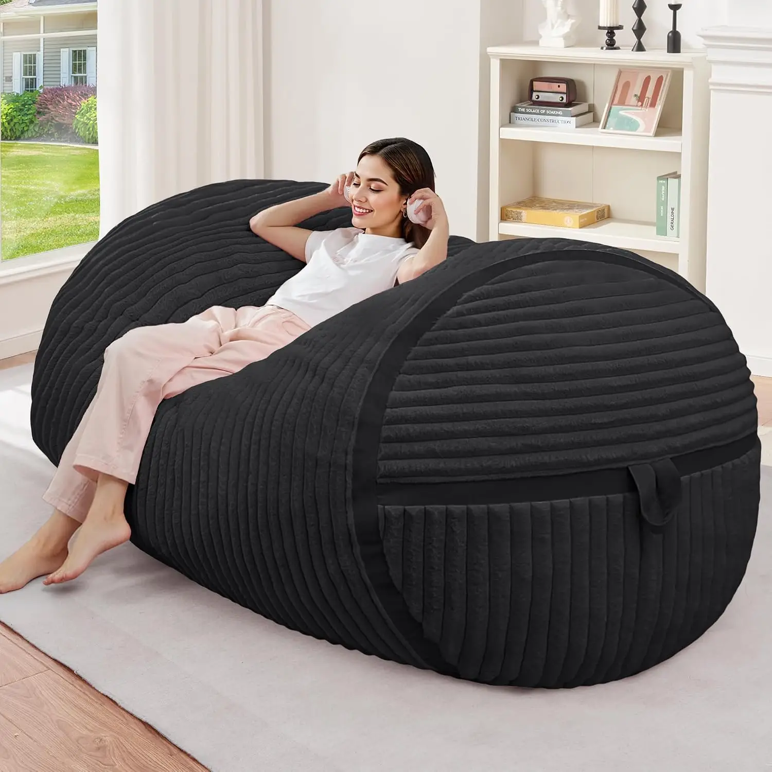 4FT Bean Bag Chair 4'Big Bean Bag Chairs with Adults, Large Beanbag Chair | Bean bag Lounger with Machine Washable Cover Corded