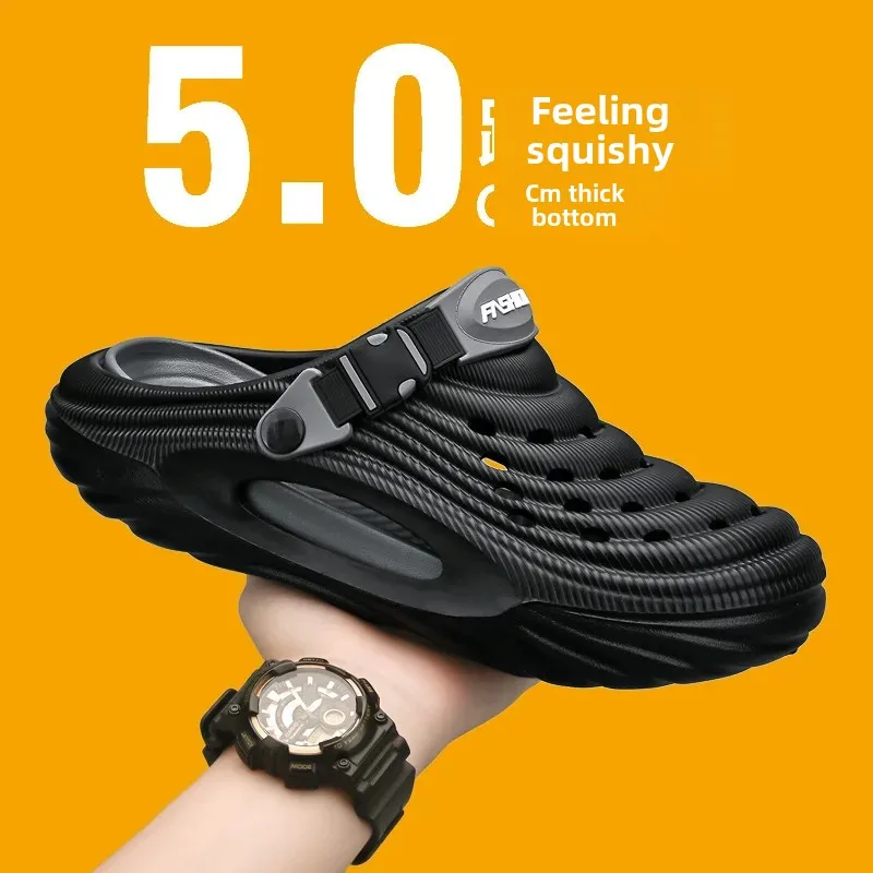 2025 New Men's Summer EVA Outdoor Wear Slip-On Casual Sports Shoes Thick Bottom Plus Size Dongdong Shoes Anti-Slip