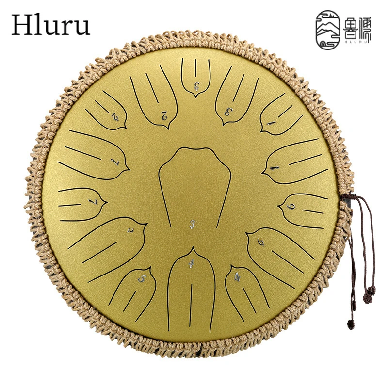 Hluru 15 Notes Glucophone Steel Tongue Drum 13/14 Inch Music Drum 12 Inch 13 Notes Ethereal Drum Percussion Musical Instrumen