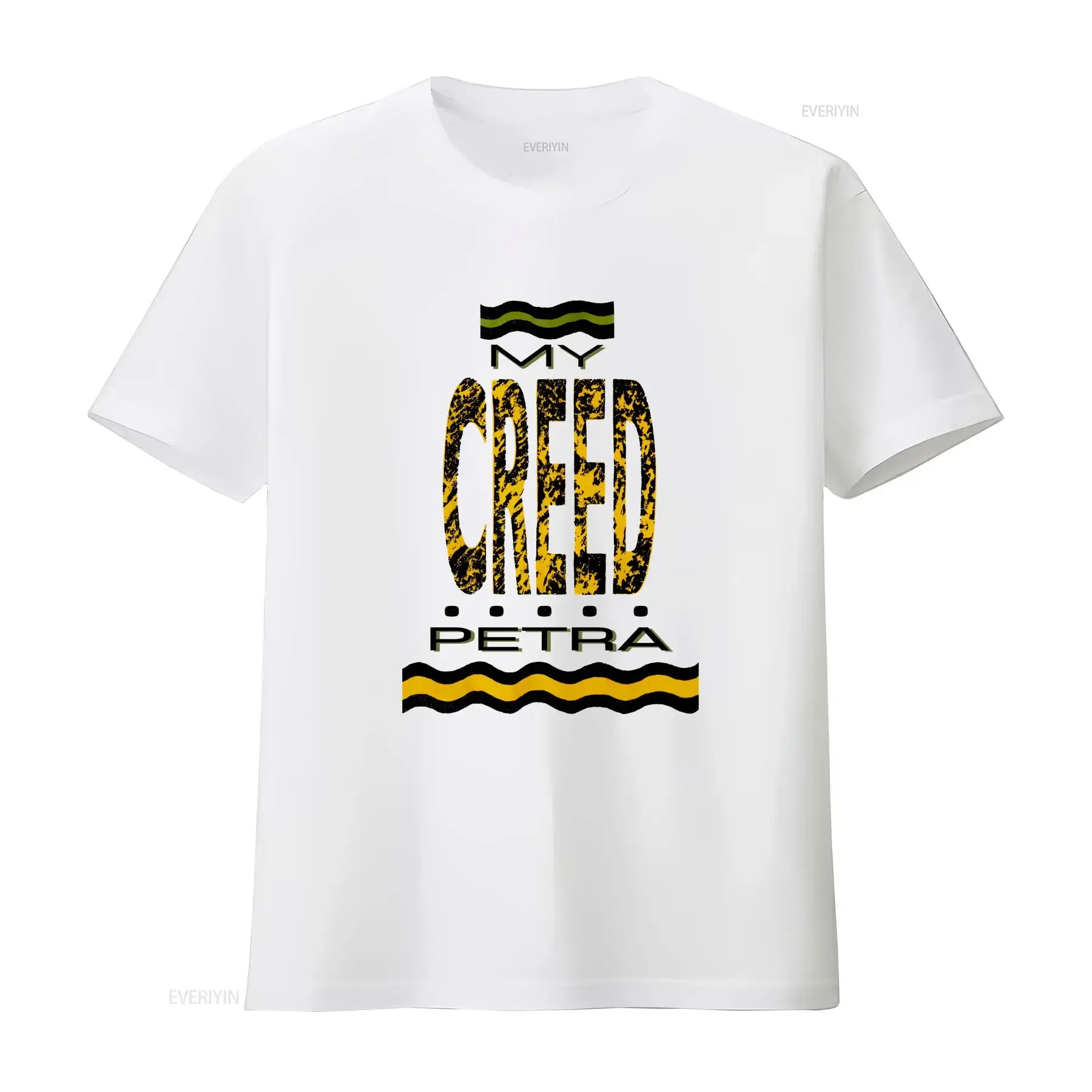 Petra band tee My Creed concert short sleeve white shirt KV35871 vintage Washed Stylish streetwear Breathable fashion graphic