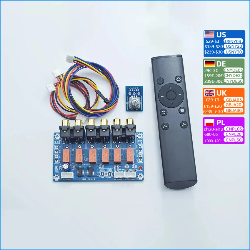 Nvarcher 4 Input 2 Output Audio Source Selection Remote Control Manual Encoder    for Preamp Board