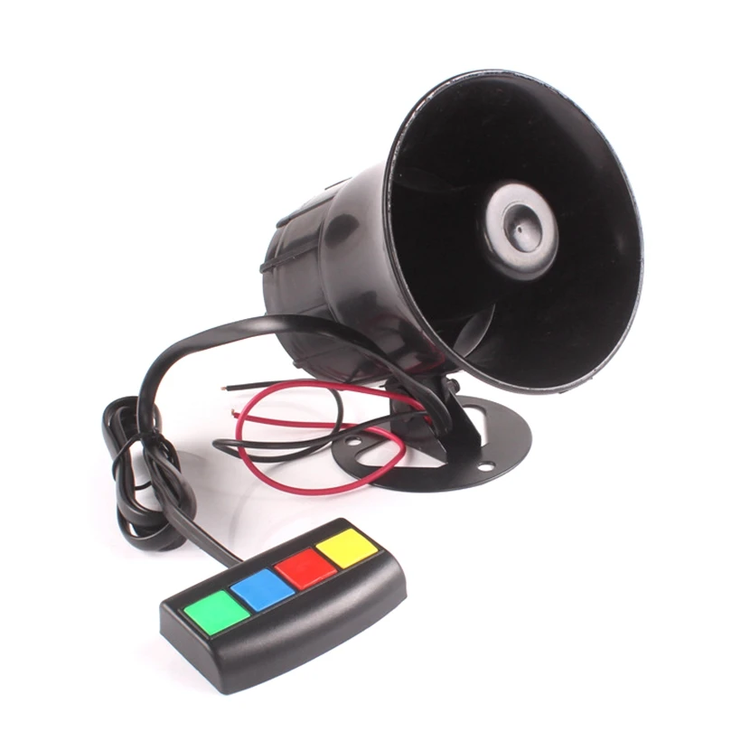 

Car Motorcycle Loud Security Horn 12V with 4 Sounds Vehicle Emergency Alarm Loudspeaker for E-bike Truck Moped Modification