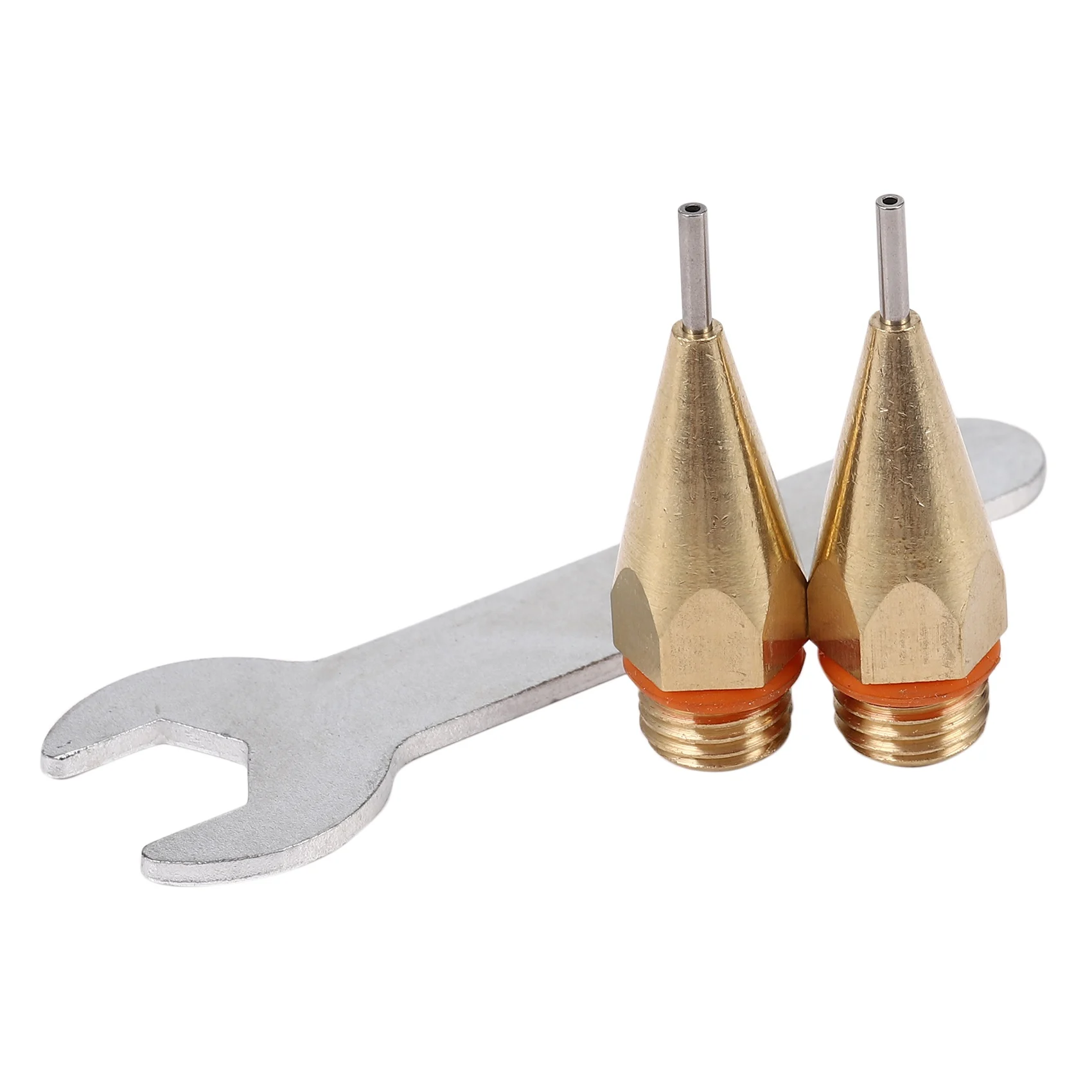 2Pcs 1Mm Aperture Diameter Hot Melt Glue Nozzle 1.0X40Mm Copper Nozzle With Nozzle Wrench Interchangeable Nozzle Parts