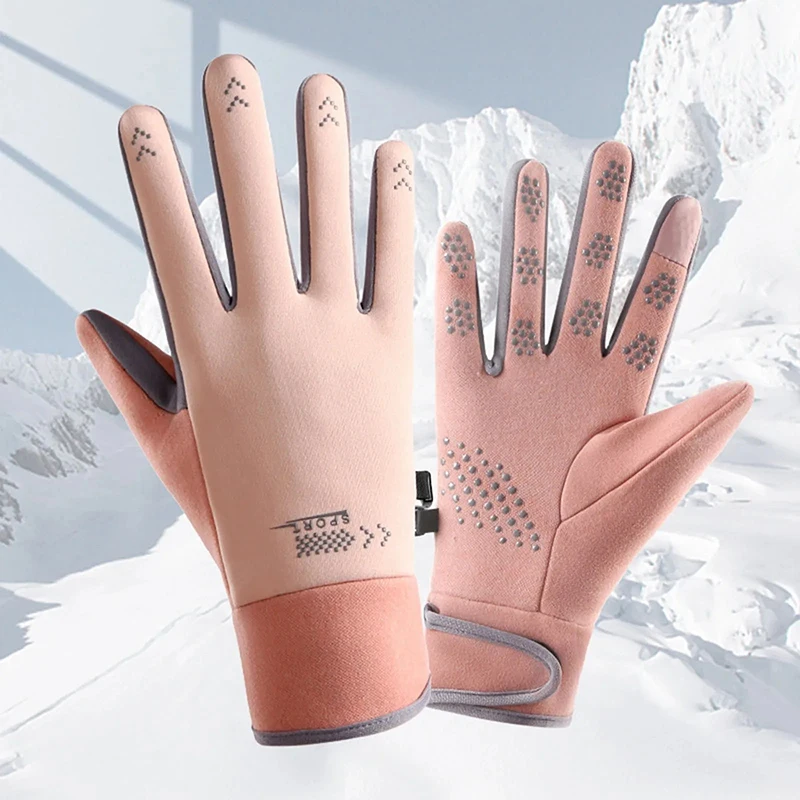 Guanti invernali da donna ciclismo bici pile termico resistenza al freddo vento impermeabile bicicletta calda guanti da sci da corsa all'aperto