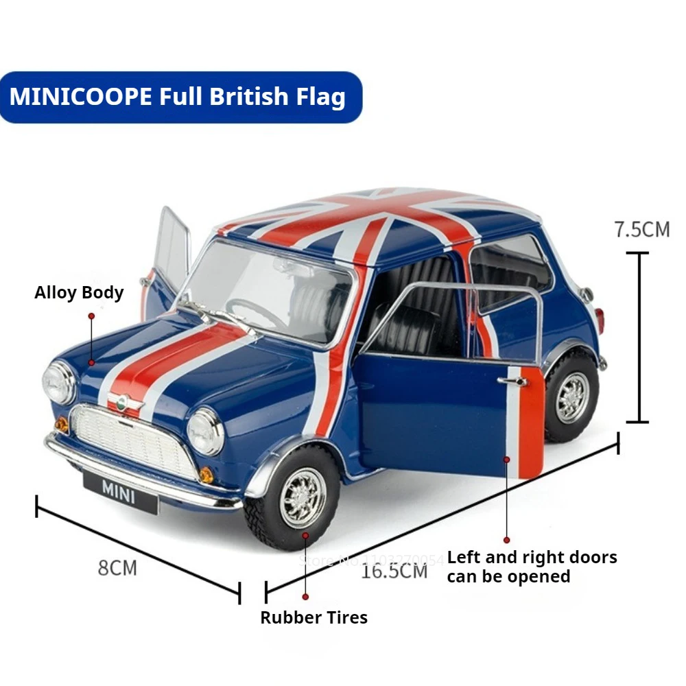 1:18 MINI Cooper Off Road Racing Car No. 177 Alloy Model Toys Diecast Car Doors Opened Rubber Tire Vehices Collectible Ornaments