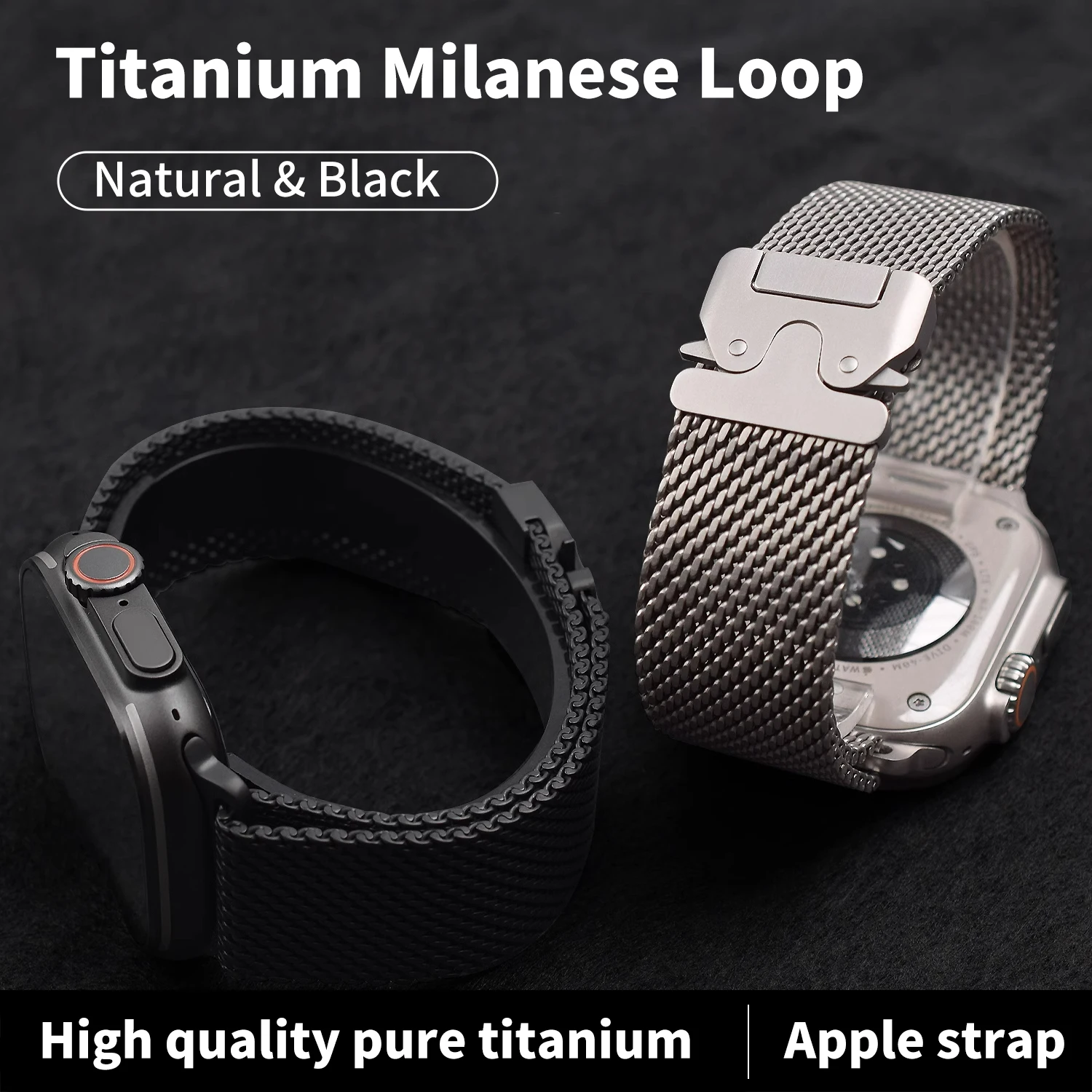 2024 New Titanium Milanese Loop  Natural Band For Apple Watch10 9 8 7 6 Se 5 Iwatch Ultra 2 Strap 49mm 46mm 45mm 44mm