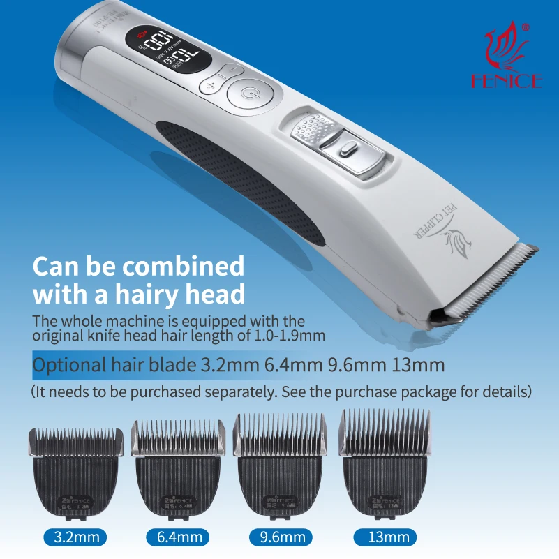 Fenice P100 Professional LCD Screen Dog Cat Clippers 4000mA Electrical Grooming Trimmer and Blade Rechargeable Haircut Machine gallery 2