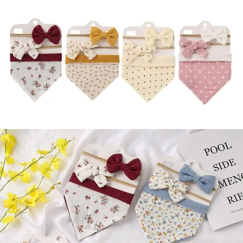 

Детский хлопковый нагрудник и повязка на голову унисекс, комплект одного размера, регулируемые нагрудники на пуговицах для и для