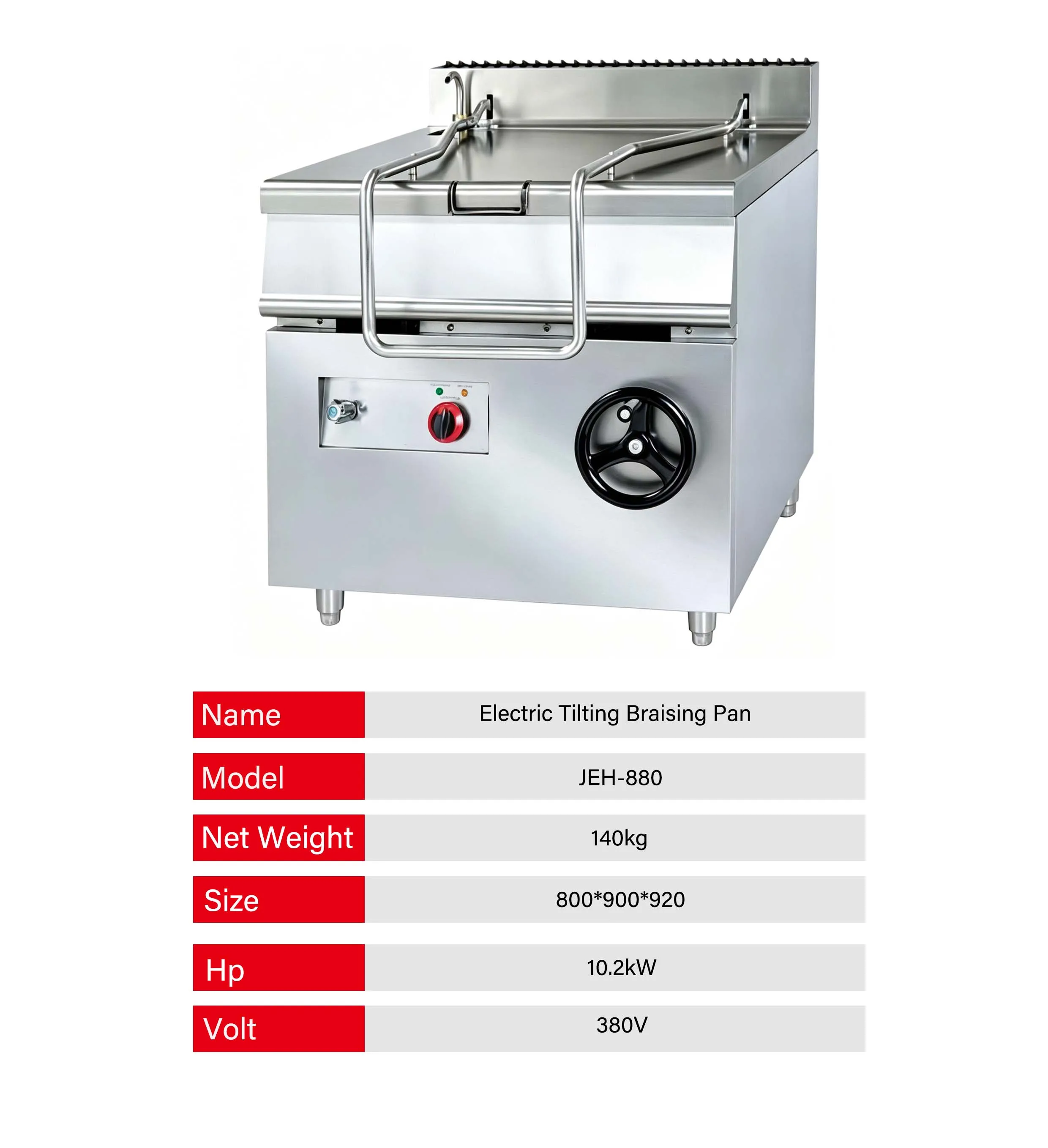 Heavy Stainless Steel Tilting Braising Pan Commercial Restaurant Kitchen Cooking Equipment