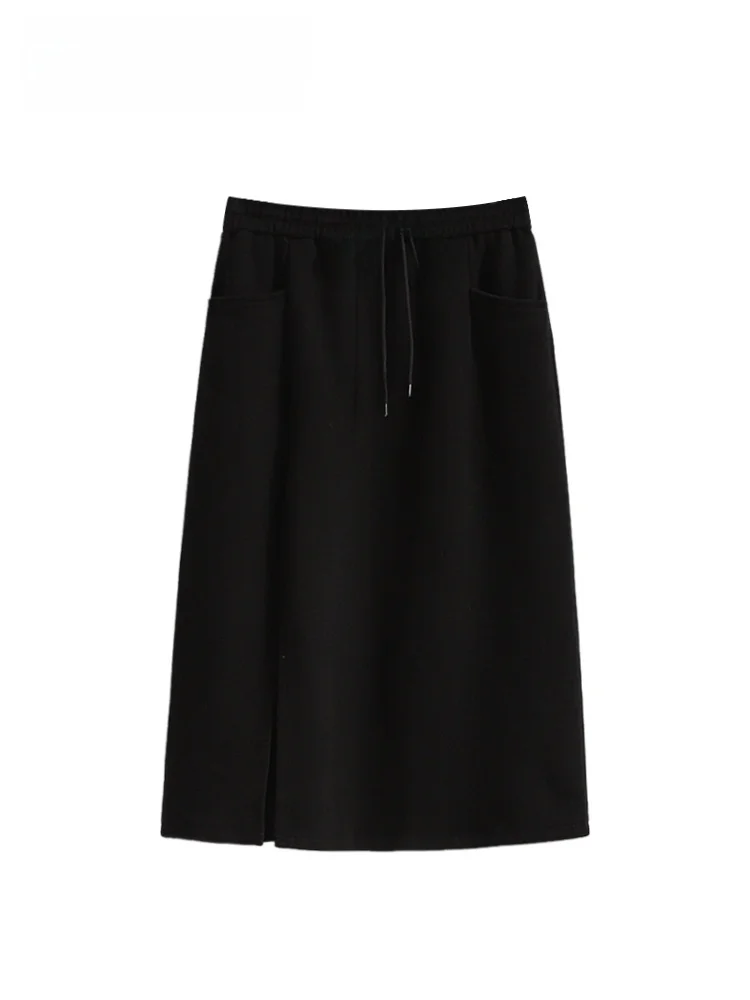 

High Waist Knitted Midi Skirt for plus Size Women Spring Faion Loose Slimming Sli Skirts Comfortable Cotton Wool Blend