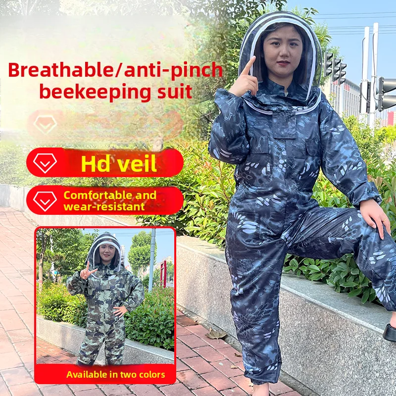 Camouflage Full Body Bee Suit Thickened Protective Clothing for Beekeeping Anti-Sting Beekeeper Gear Jumpsuit for Handling Bees