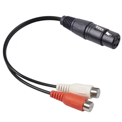 XLR To Dual RCA Cable XLR To RCA Y Splitter Cable 3 Pin XLR Female To 2RCA Female Amplifier Mixing Plug AV Cable, 0.2M