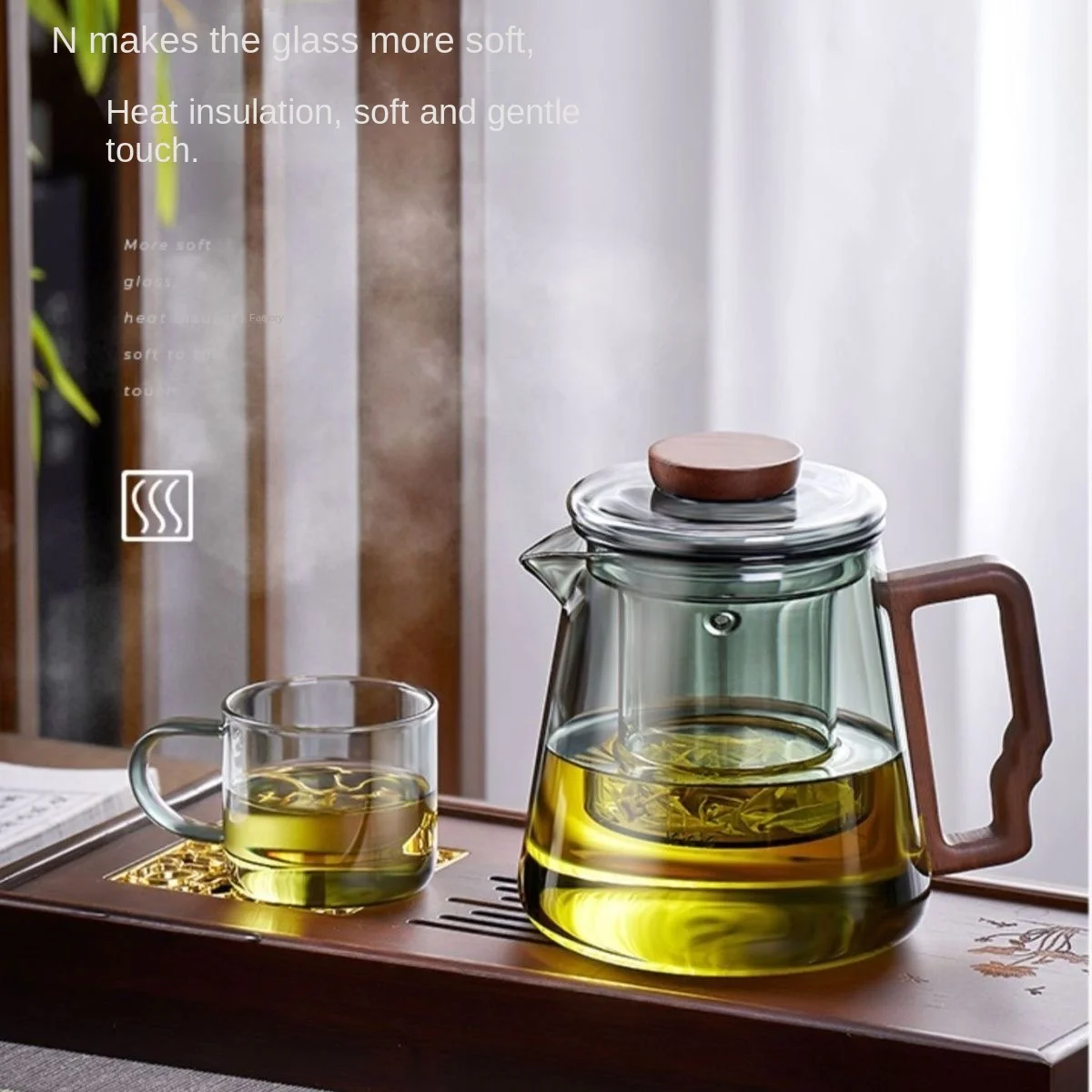 New Glass Tea Set High Temperature Heat-resistant Office Home Living Room Kung Fu Tea Brewing Teapot