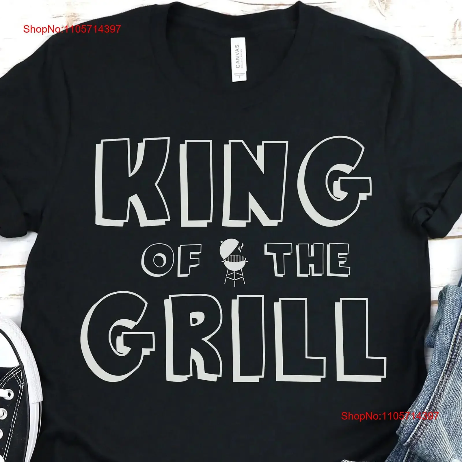 King of the Grill T Shirt Fathers Day Funny Grilling BBQ Dad Propane Charcoal Barbecue Grandfather vintage Washed Stylish