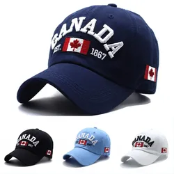 Men Women CANADA Letter Embroidery Baseball Cap Maple Leaf Flag Printed Hat Casual Adjustable Snapback  Hip Hop Golf Sport Caps