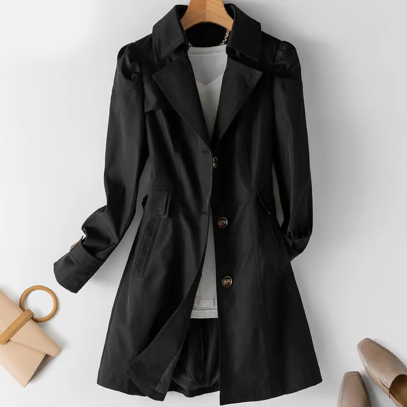 Spring Autumn Trench Coat Woman 2023 New Korean Single-breasted Mid-Long Women Jacket overcoat 5XL Windbreaker Female