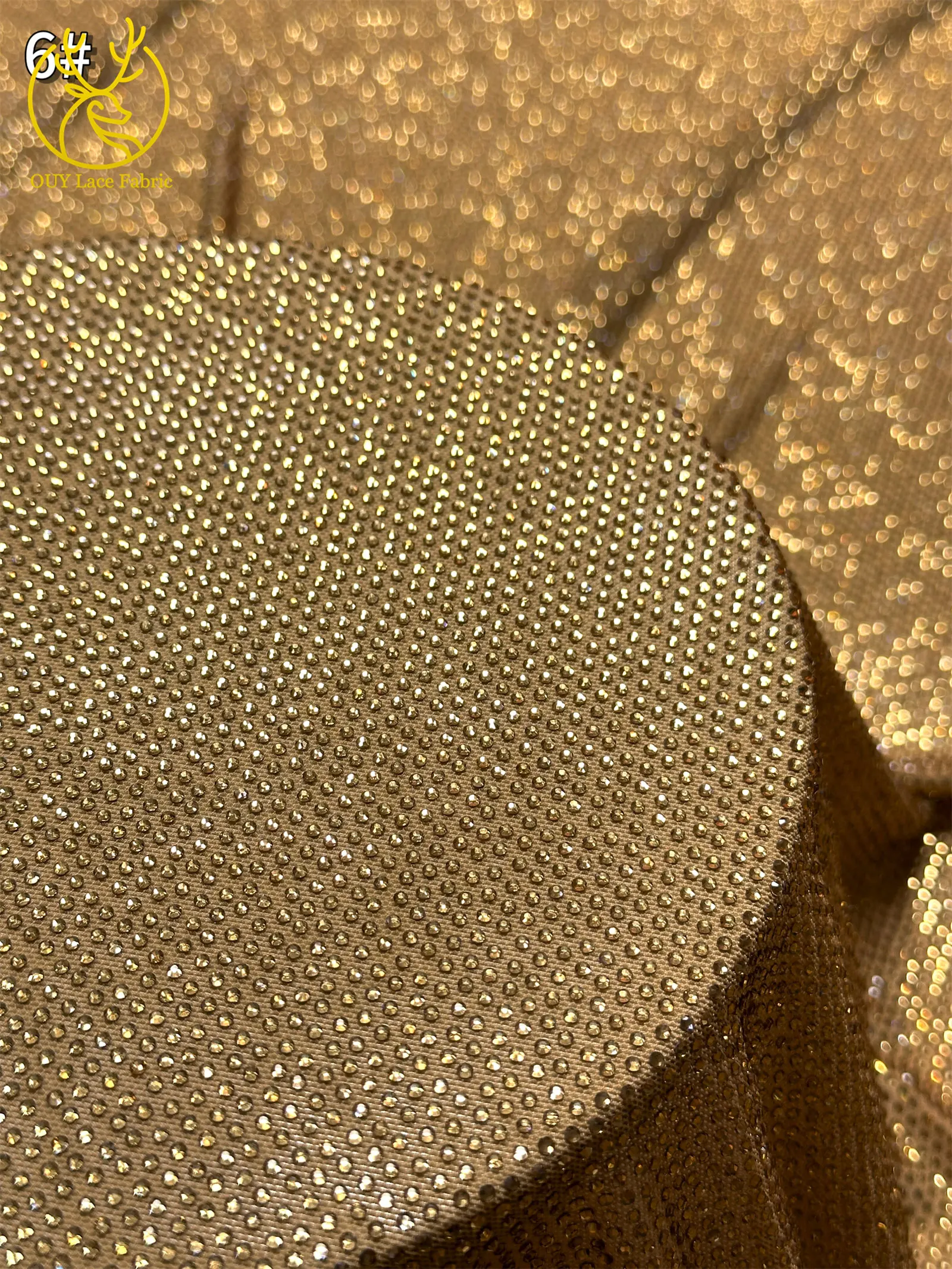Luxuriöser Glas-Strass-Spitzenstoff im afrikanischen Stil, 2026 französischer und nigerianischer Stretch-Spitzenstoff, Party-Kleid, in 1 Yard genäht. – Detail 13