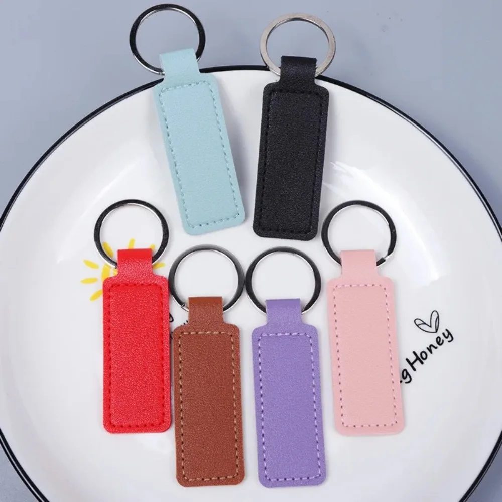 1-5Pcs Personalized PU Leather Keychain Free Laser Engraved Name Logo Both Sides Text Car Keyring Bag Pendant Gift Men Women