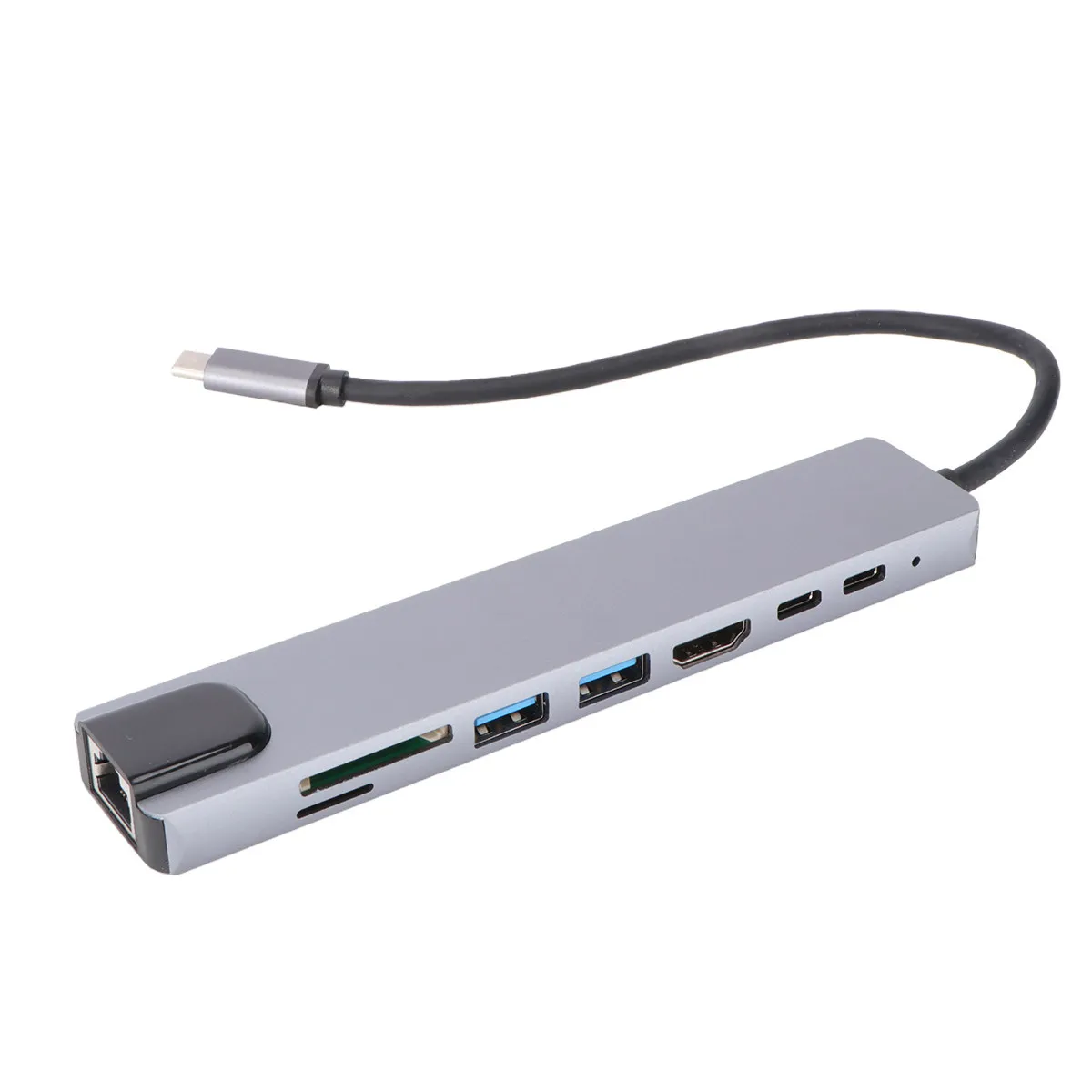 

Многофункциональный USB-концентратор Type-C 8-в-1 (8 портов) с поддержкой USB 3.0, RJ45, PD, 4K для ноутбуков и ПК