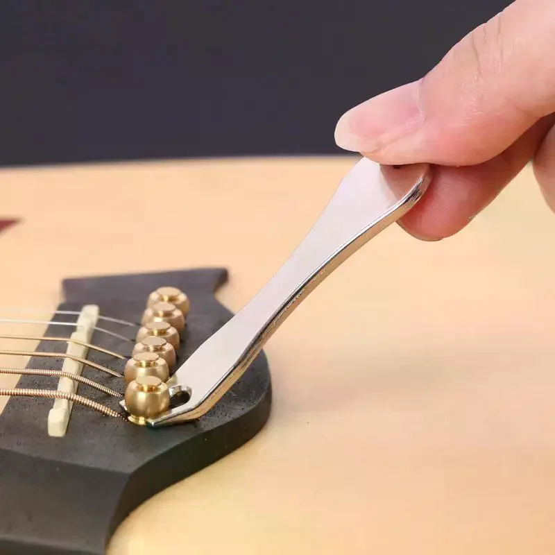 1/5Pcs Guitar Bridge Pin Remover String Nail Peg Puller Tool Chrome Metal Acoustic Folk Bass Pulling Bridge Extractor Accessory