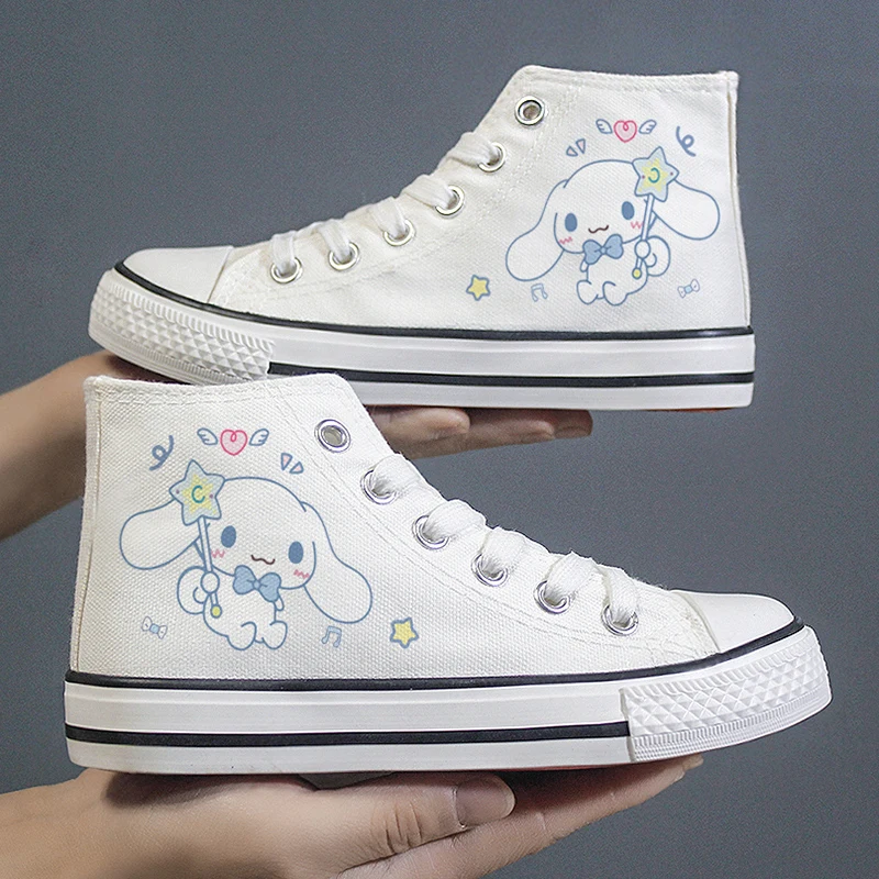 Sanrio Kawaii My Melody Children Shoes Kuromi Cinnamoroll Anime Cartoon Cute Fashion Exquisite Breathable Students Canvas Shoes