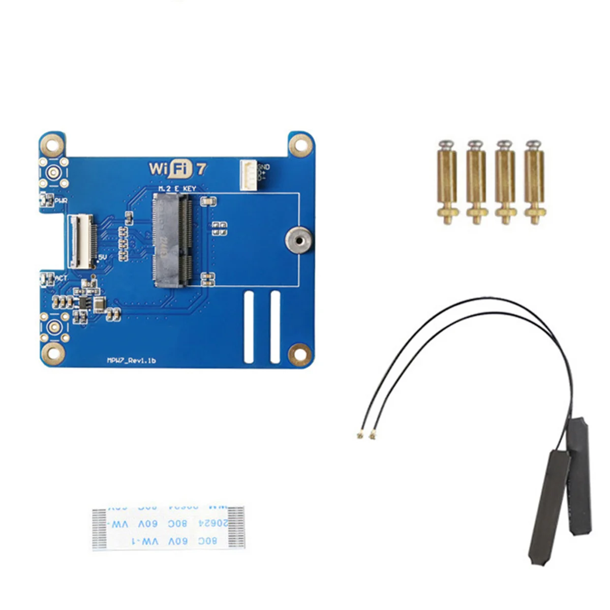 MPW7NA per Raspberry Pi 5 PCIE a M.2 E-Key WiFi7 Module + 2 X Antenna BE200 supporto Google TPU,WiF6E AX210,AX200 Adapter