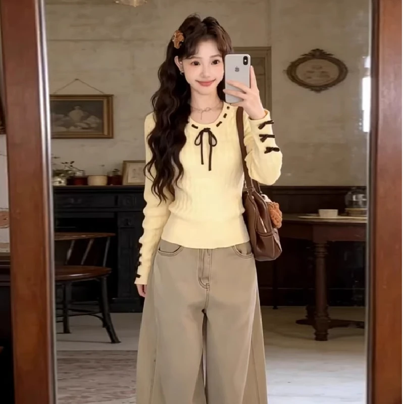 

Dalong Nouveau Knitwear Sweater Non-Balloning Elegant Fashionable Women's Premium Quality Stylish Inner Wear Spring 2026