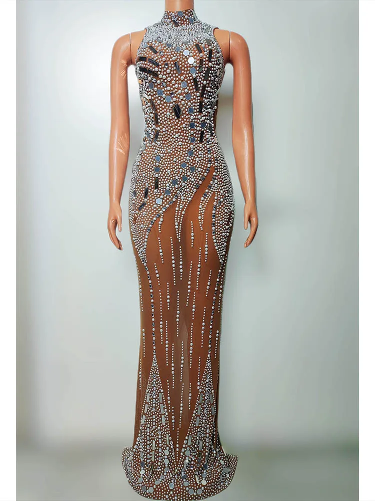 

High Quality Hot Stamping Sequins Sexy Split Hip Long Skirt 2024 New Fashion Custom Women'S Clothing