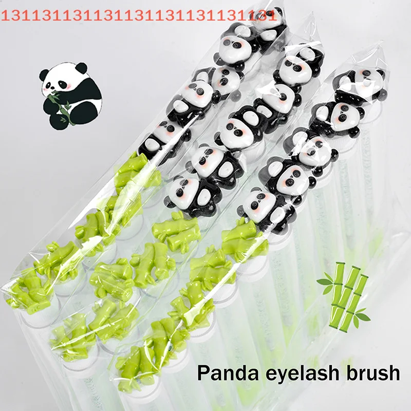 1/2/5Pcs Cute Panda Bamboo Eyelash Brush Tubes With Crystal Lash Mascara Wands Eyebrow Comb Spoolies Applicators Makeup Tools