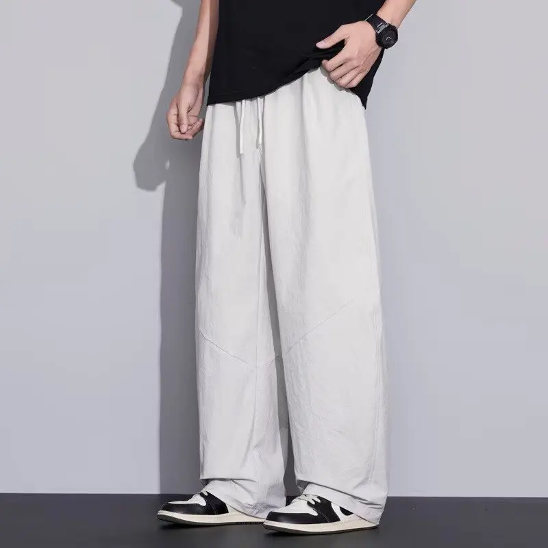 

Men's Ice Silk Casual Pants Loose Straight Leg Summer New Outdoor Qui Dry Spring Autumn Long Trousers Comfortable Loose Fit