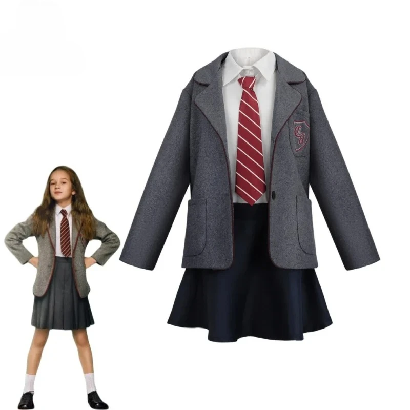 

Movie Matilda Cosplay Costume School Uniform Coat Skirt Tie Roald Dahls Matilda the Musical Costume Suit Girls Women performance