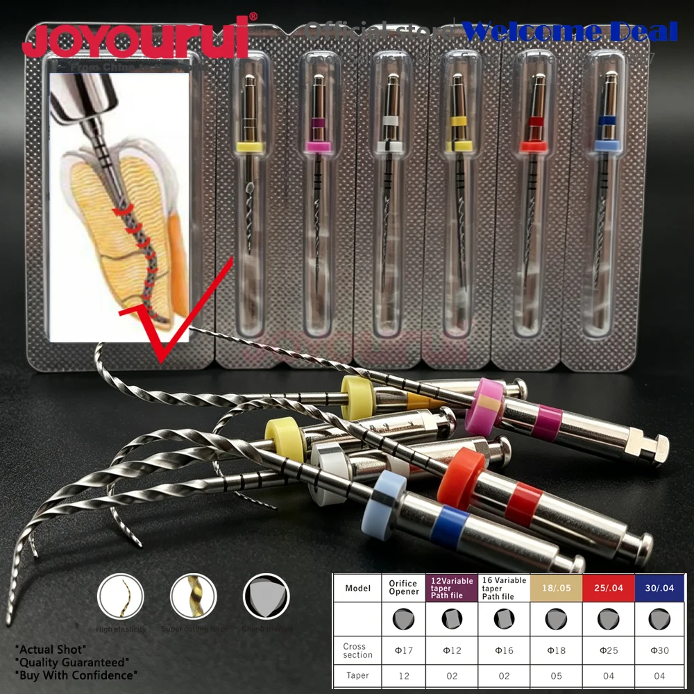 6Pcs/Box Dental Root Canal File Heat-Activated Rotary Nitinol Tooth Pulp Files Endodoncia Dentaire Endomotor Insert Endodontique