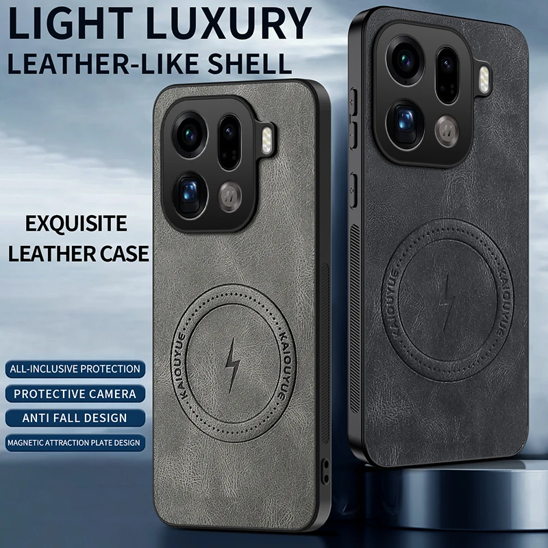 Für OPPO Finden X9 Pro Fall Luxus PU Leder Haut Magnetische Magsafe Schutzhülle Zurück Abdeckung Für OPPO Finden X9 X9Pro X9 Telefon Shell